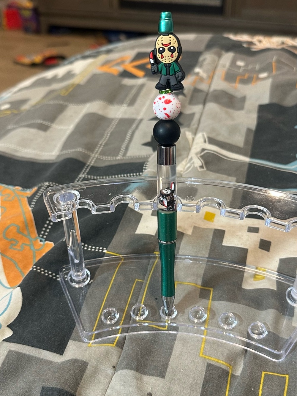 Jason Voorhees snow globe beaded pen